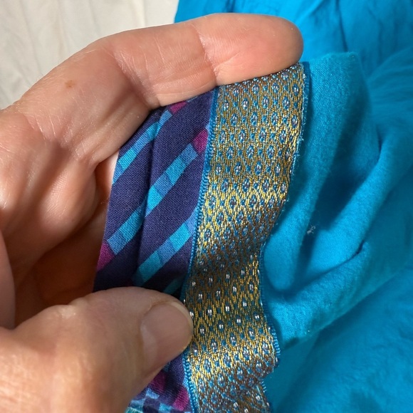 Bohemian Style Flowing 100% Cotton Dress Made in India Bright Blue Womens Sz 28" - Picture 4 of 6